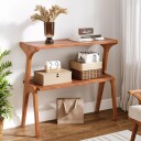 Sidebord 70×30×67 cm / smalt nattbord med 2 hyller / avlastningsbord i tre – Valnøtt