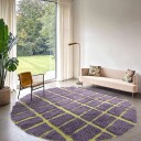 Rundt teppe   Zola Natural Cotton Shaggy lilla Størrelse: Ø 200 cm