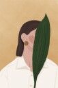 Woman with Leaf Plakat Plakat / 100x150cm