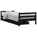 vidaXL Barnesengeramme med skuffer svart 90x200 cm heltre furu 8720845444617