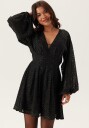 Bubbleroom 3D Sparkling Raglan Sleeve Short Dress Black M