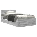  Sengeramme med hodegavl grå sonoma 90x190 cm konstruert tre 8721102856204