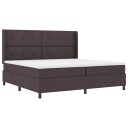  Box Spring Seng med Madrass & LED Mørk Brun 200x200 cm Stoff