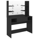 vidaXL Sminkebord med LED-lys 100x40x135 cm MDF svart