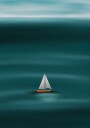 Solitary Sailboat Sea Plakat / 21x30