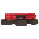 vidaXL Hagesofa Set 6 stk. 5-Antall seter Brun og rød polyrotting