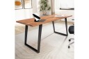 Skrivebord Wohnling Massivt treverk trekanter metallbein landlig stil Svart, vinklet, 160x80 cm - Svart, vinklet, 160x80 cm