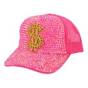 Boland Neon Rosa Dollar Caps med Diamanter