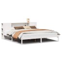  Seng med bokhylle uten madrass hvit 200x200 cm heltre furu 8721158603364
