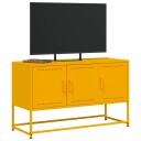  TV-benk sennepsgul 100,5x39x60,5 cm stål 846479