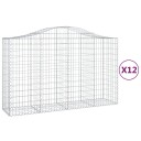 vidaXL Gabionkurver buede 12 stk 200x50x120/140 cm galvanisert jern