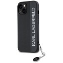 Karl Lagerfeld Saffiano Mobildeksel med Rhinestones & Charm for iPhone 15/14/13 - Svart
