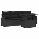  Hagesofa Set med pute 5 pcs Svart Poly rattan