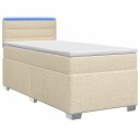 vidaXL Box Spring Seng med Madrass og LED Krem 80 x 200 cm Stoff