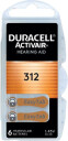 Duracell Zink Air 312 Høreapparatbatteri 1,45V - 6 stk. Pakke