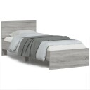 vidaXL Sengeramme med hodegavl grå sonoma 90x190 cm konstruert tre 8721012240070