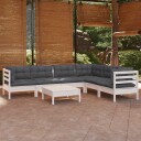  Hagesofagruppe med puter 7 deler hvit heltre furu 3096690
