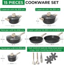 15 delers granitt kokekarsett – non stick induksjonsklar