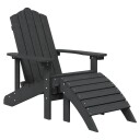 vidaXL Adirondack hagestol med fotskammel HDPE antrasitt