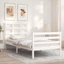 vidaXL Sengeramme med hodegavl hvit 3FT single heltre 8720845991227
