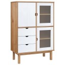vidaXL Highboard brun og hvit 85x43x125 cm heltre furu