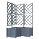 Hageplantekasse med trellis 3 stk Lys grå 80x80x143 cm