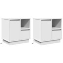  Nattbord med LED 2 stk Hvit 50x34,5x50 cm