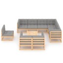 vidaXL Hagesofagruppe med puter 10 deler heltre furu