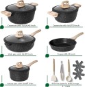 Granitt kokekarsett 14 deler non stick – svart