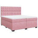  Seng med madrass boksfjær rosa 200x200 cm fløyel