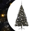  Kunstig forbelyst juletre med 300 LED Svart 180 cm PVC