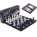 3-i-1 Brettsplll med Sjakk, Damm og Backgammon