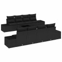vidaXL Hagesofa Set med pute med lagring 8 pcs Svart polyrotting