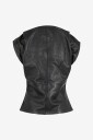 Coster Copenhagen Draped Leather Top i Svart - Elegant Bluse for Dame