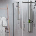 Novellini Zephyros 2.0 dusjvegg, 87 cm, klart glass, krom profil