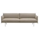 Muuto Outline Sofa 3 Seater   Polished Aluminum Base   Ecriture 240 Polished