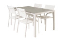Spisegruppe Buitepos + 4 Langstrand Karmstoler   Polywood|Hvit