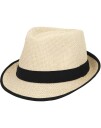 Stråhatt Fedora – Beige med Svart Bånd