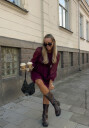 BUBBLEROOM Smock L/S Dress  Wine-red L