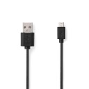 Nedis USB 2.0 Kabel 1m A-Han til Micro B, 7.5W, 480 Mbps, Nikkel Belagt, Sort PVC