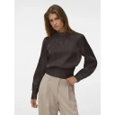 Vero Moda Polly Høy Hals Bluse Brun XL med Knappede Mansjetter