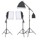 vidaXL Fotostudiosett med lyssett, bakgrunn og reflektor