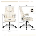 Executive stol svingbar skrivebordsstol laget av kunstskinn med vippefunksjon 72 x 72 x 108 118 cm hvit