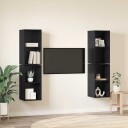  Vegghylle for TV 4 pcs Svart eik 37 x 37 x 72 cm Konstruert tre