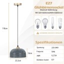 Taklampe med justerbar hengekabel & E27 bunnpendellampe grå hengelampe