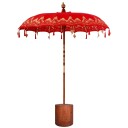 vidaXL Balinesisk parasoll med base 260 Rød og brun 190 x 190 x 295 cm