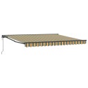 Automatisk Uttrekkbar Markise med LED Grønn og Hvit 400x350 cm  Markise Erstatningsstoff for 4x3.5 m Ramme Grønn og Hvit