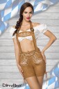 Brun Lederhosen til Dame med Broderi og Lommer Strl 34