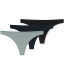 Schiesser Truser 3P 95-5 Organic Cotton Thong Svart/blå økologisk bomull 34 Dame