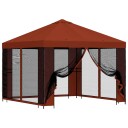 vidaXL Hagepaviljong med sidevegger 3 x 3 m Terrakotta